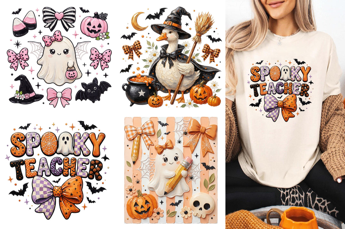 Cute Spooky Teacher Halloween PNG