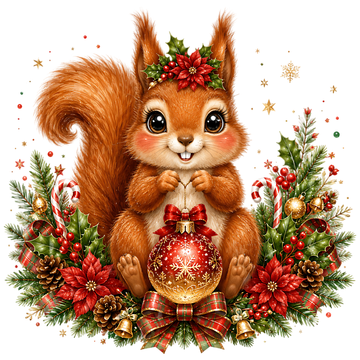 Cute Squirrel Christmas Ornament PNG