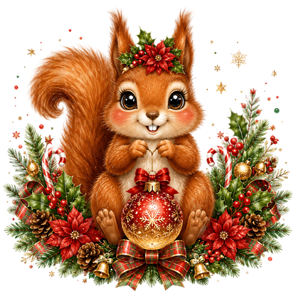 Cute Squirrel Christmas Ornament PNG