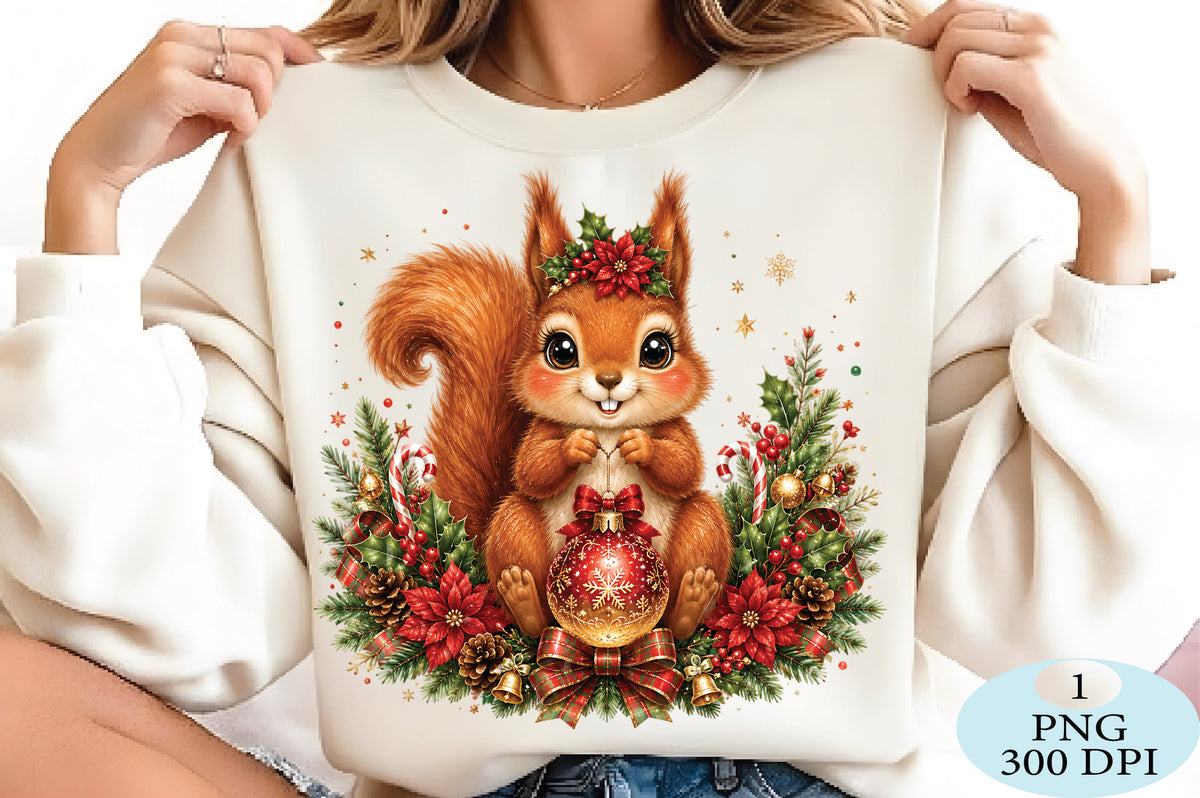 Cute Squirrel Christmas Ornament PNG