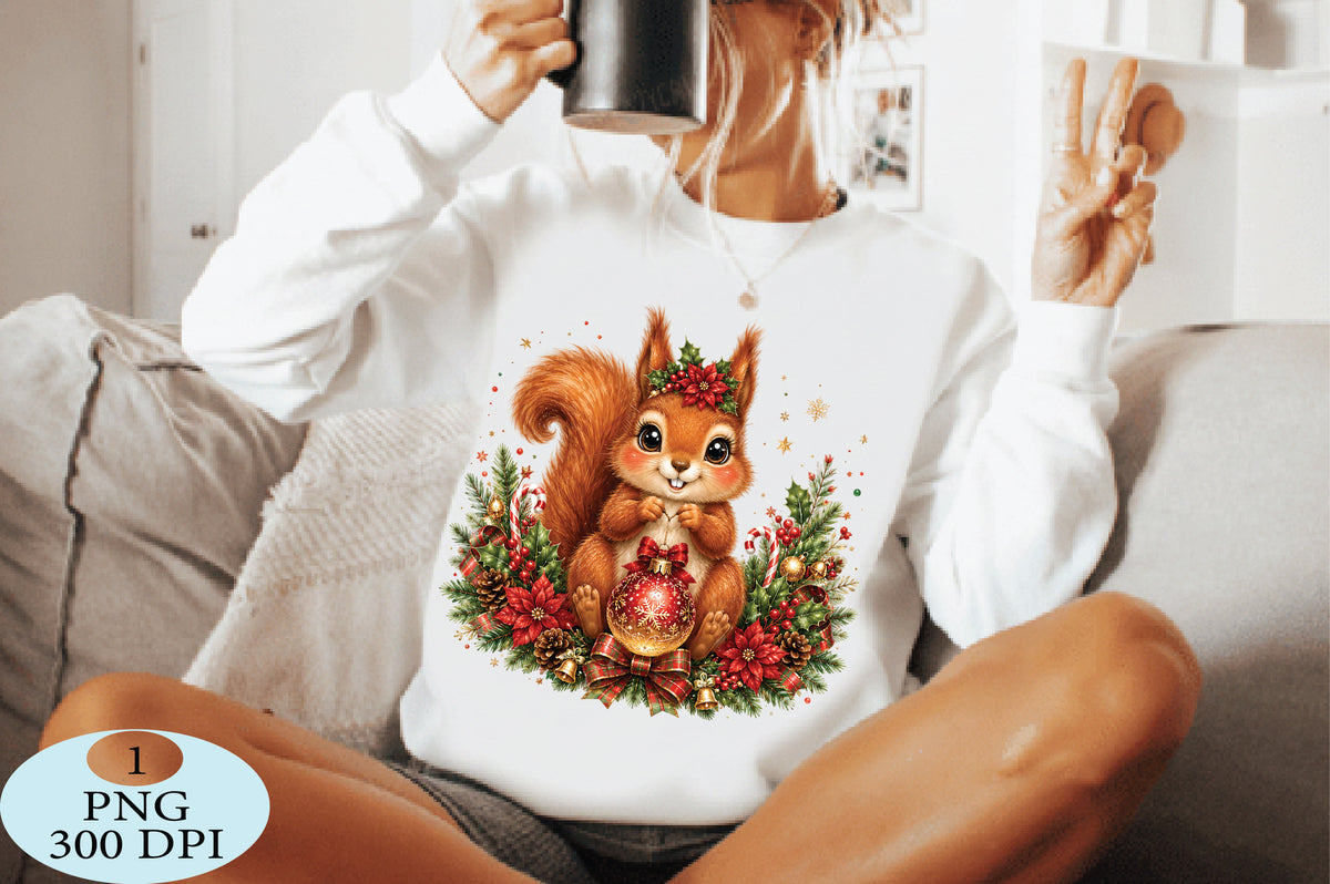 Cute Squirrel Christmas Ornament PNG