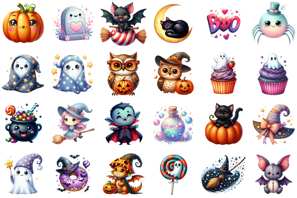 Cute Watercolor Halloween Set Clipart 38 PNG
