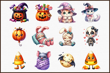 Cute Watercolor Halloween Set Clipart 38 PNG