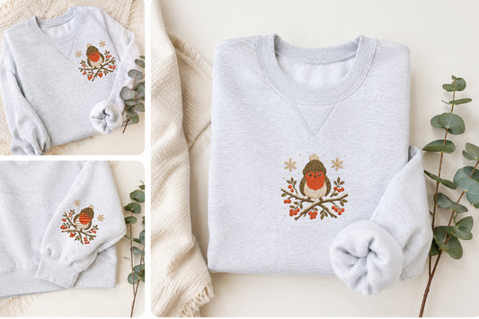 Cute Winter Robin Embroidery Design