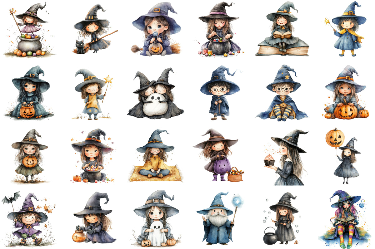 Cute Witch Kids Halloween Clipart 35 PNG