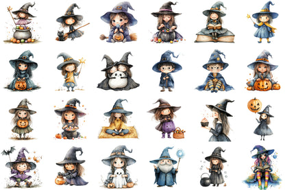 Cute Witch Kids Halloween Clipart 35 PNG