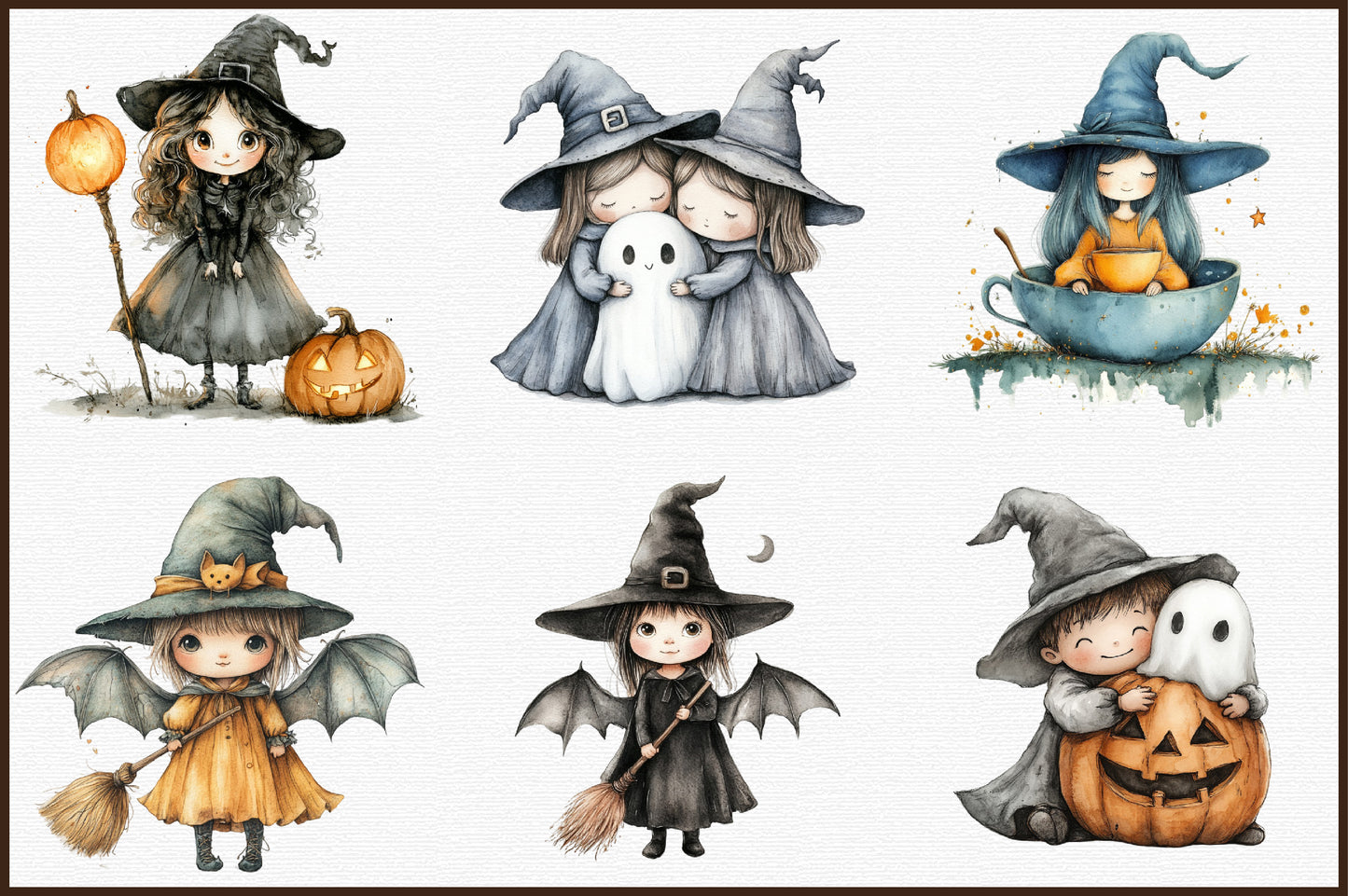 Cute Witch Kids Halloween Clipart 35 PNG