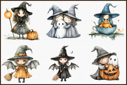Cute Witch Kids Halloween Clipart 35 PNG