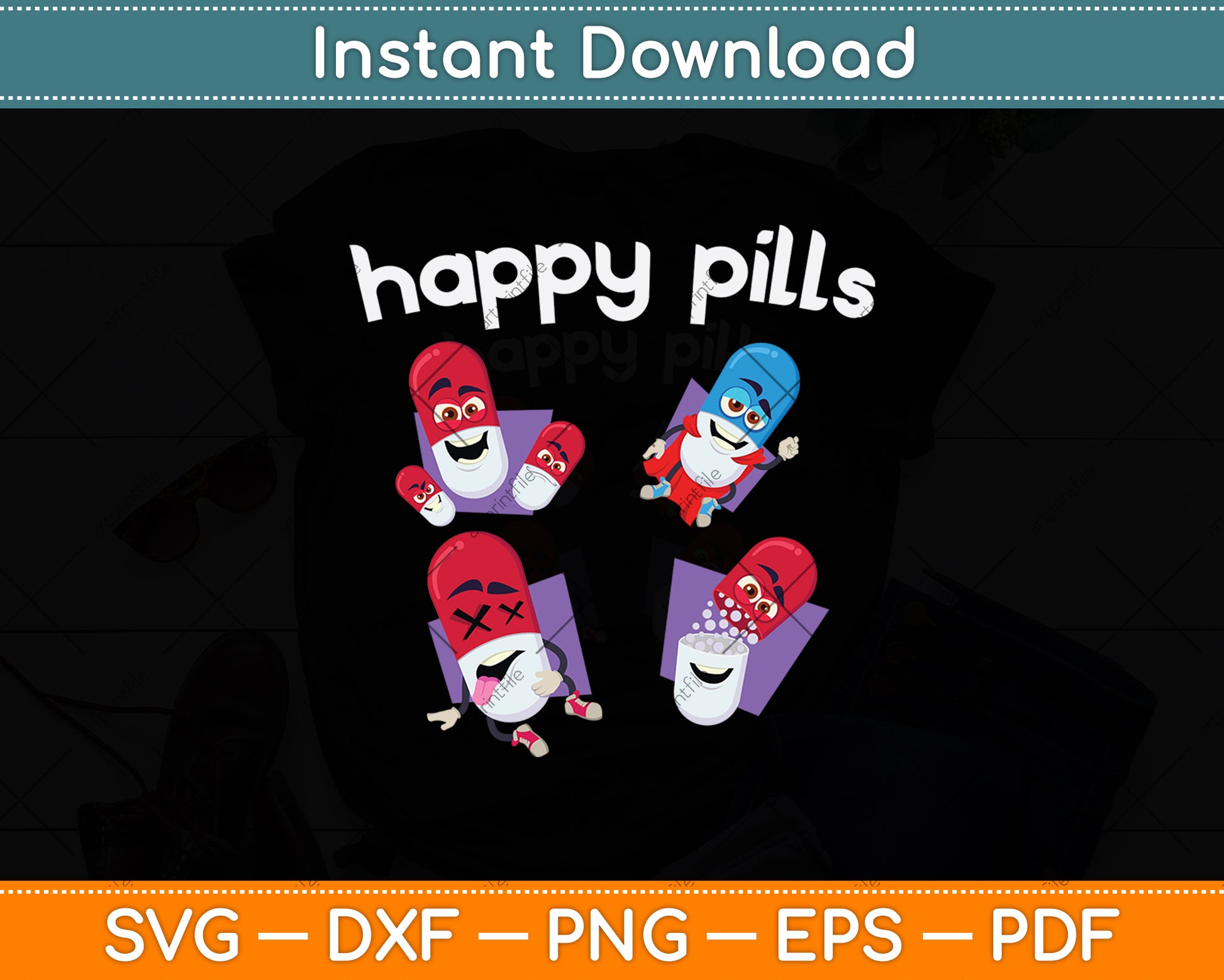 Cute Wombat Happy Pills Svg Png Dxf Digital Cutting File