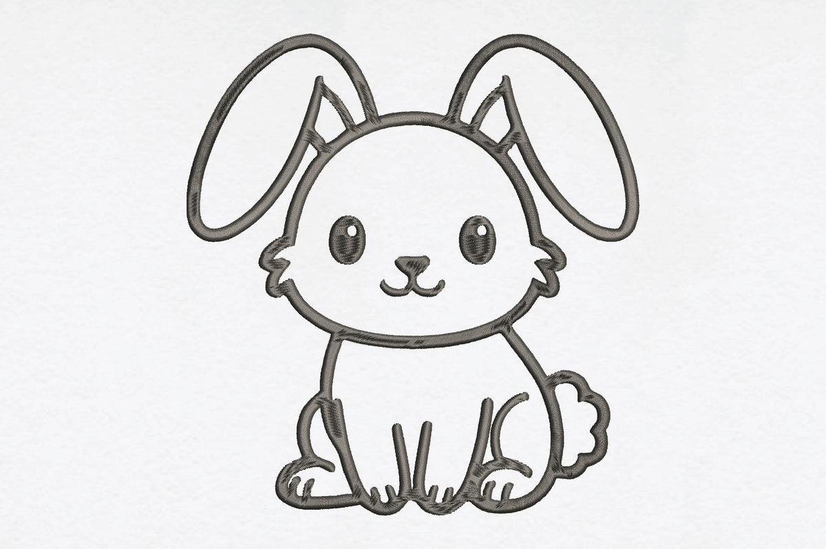 Cute Bunny Outline Embroidery Design