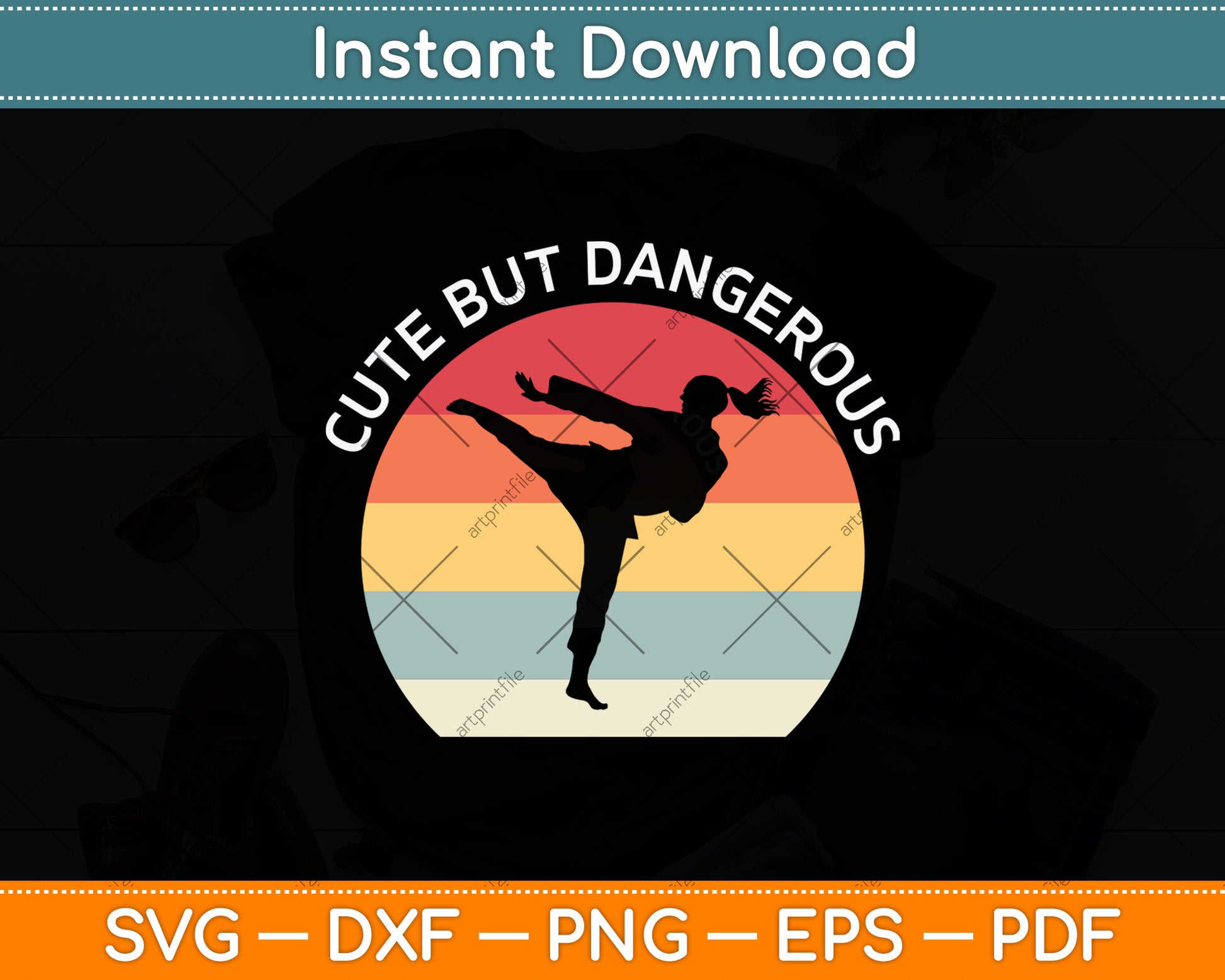 Cute but Dangerous Vintage Retro Svg Png Dxf Digital Cutting File