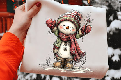 Cute Funny Snowman Clipart PNG Bundle | Adorable Watercolor Christmas Snowman Clipart | Festive Winter Snowman PNG