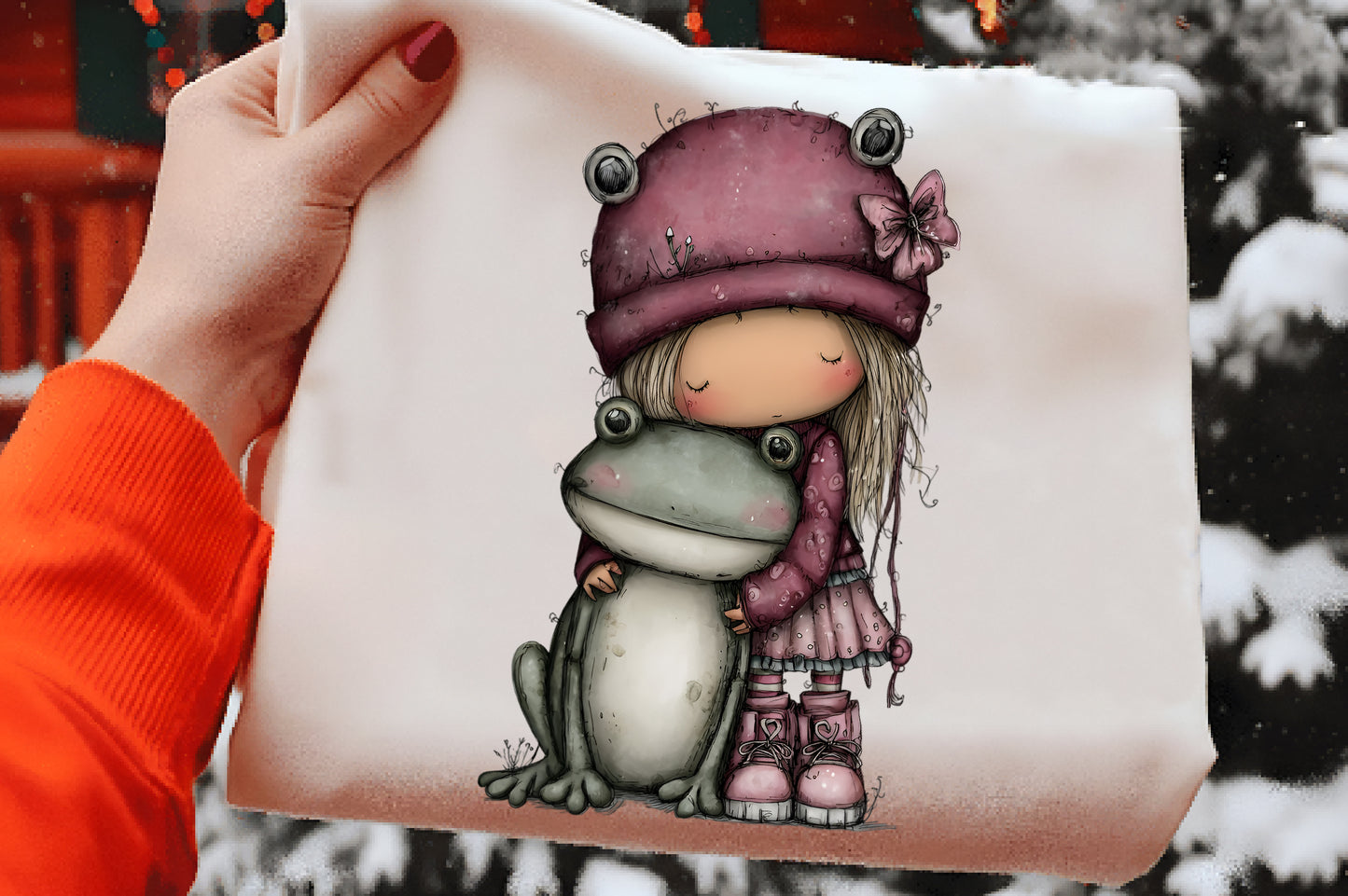 Cute Girls with Frog Clipart PNG Bundle | Adorable Watercolor Girl & Frog Clipart | Kawaii Frog Friends PNG