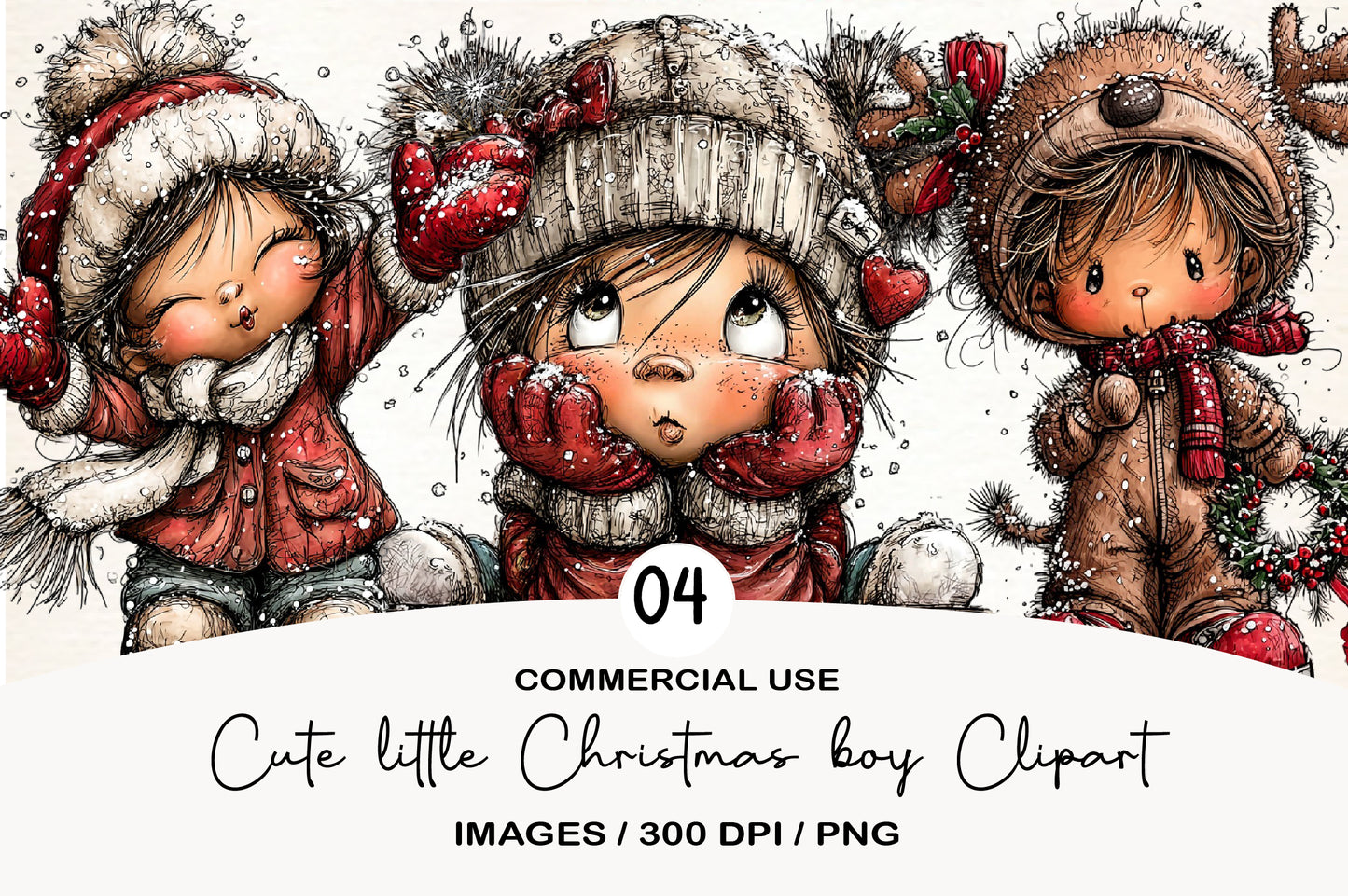 Cute Little Christmas Boy Clipart PNG
