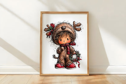 Cute Little Christmas Boy Clipart PNG