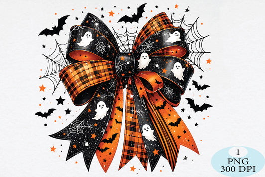 Halloween Ghost Bow Pumpkin PNG
