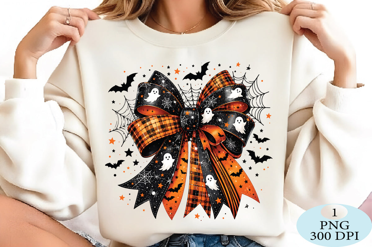Halloween Ghost Bow Pumpkin PNG