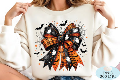 Halloween Ghost Bow Pumpkin PNG