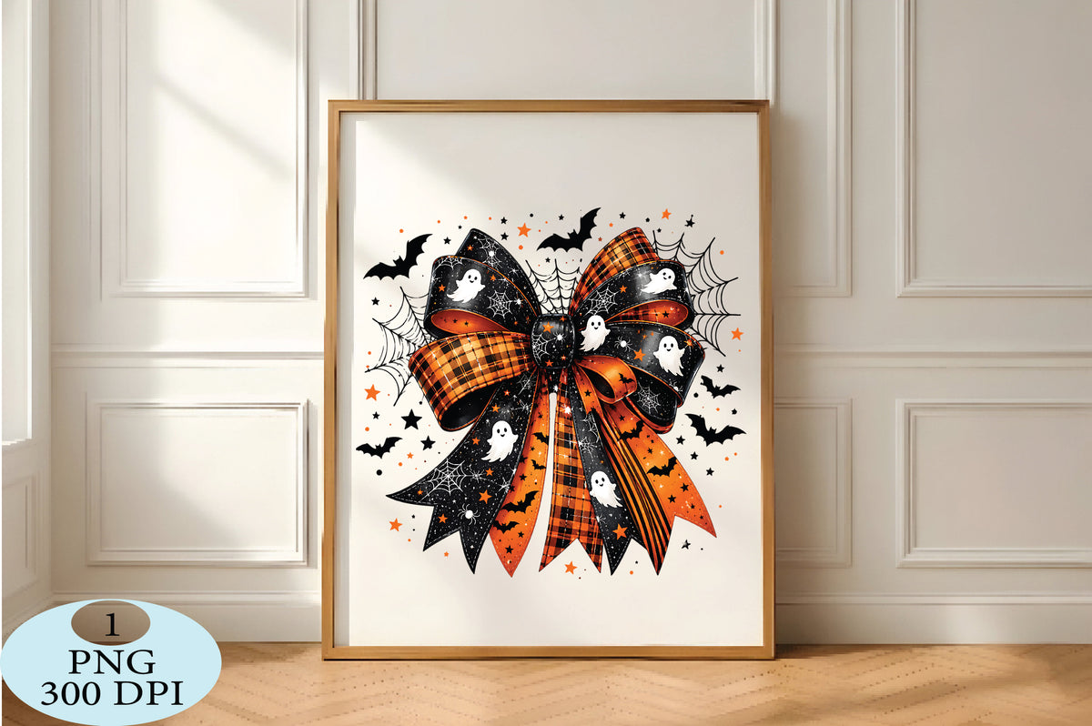 Halloween Ghost Bow Pumpkin PNG