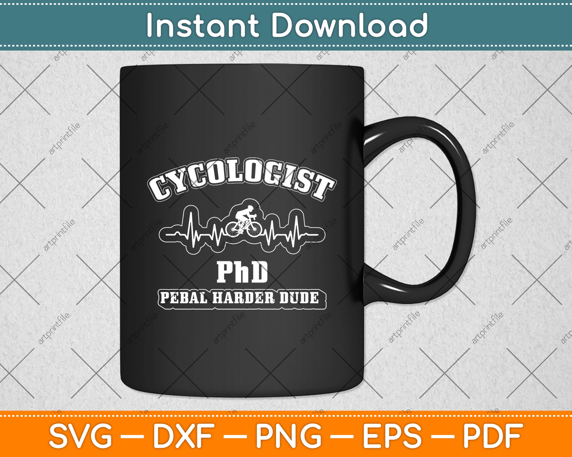 Cycologist PHD Pebal Dude Heartbeat Cycling Svg Digital Cutting File
