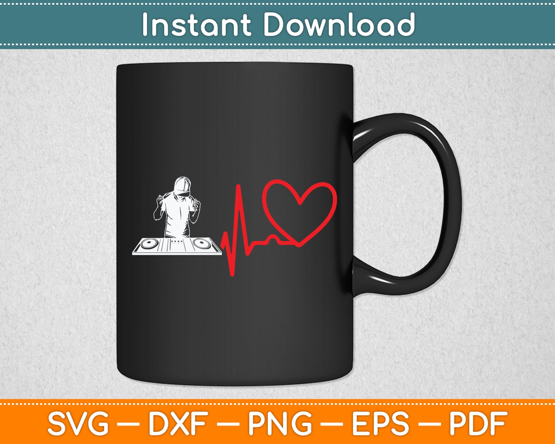 DJ Heartbeat EKG Electronic Music Lover Festival Vibe Svg Digital Cutting File