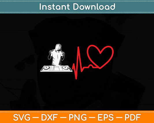 DJ Heartbeat EKG Electronic Music Lover Festival Vibe Svg Digital Cutting File