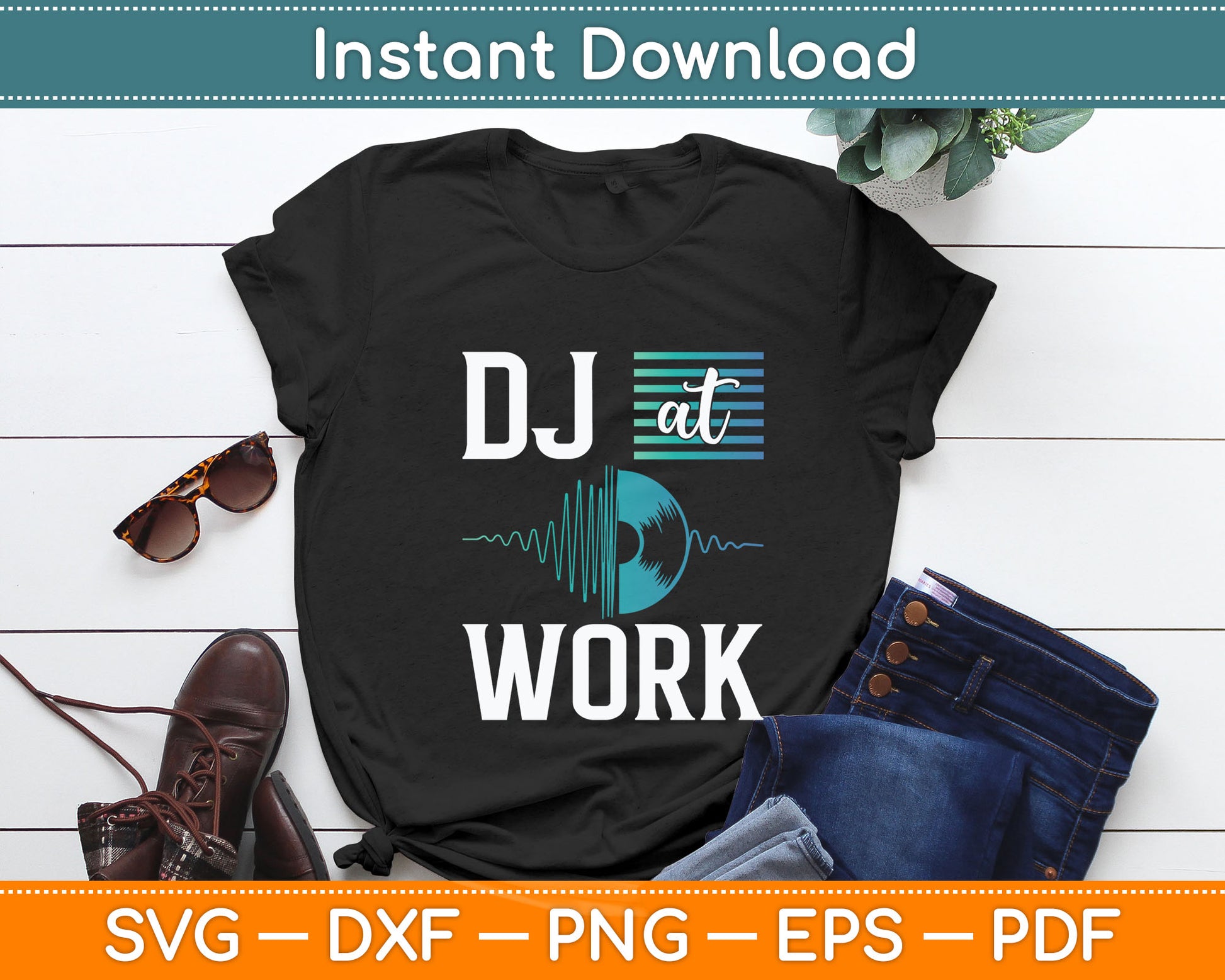 DJ at Work Music Player Svg Digital Cutting File