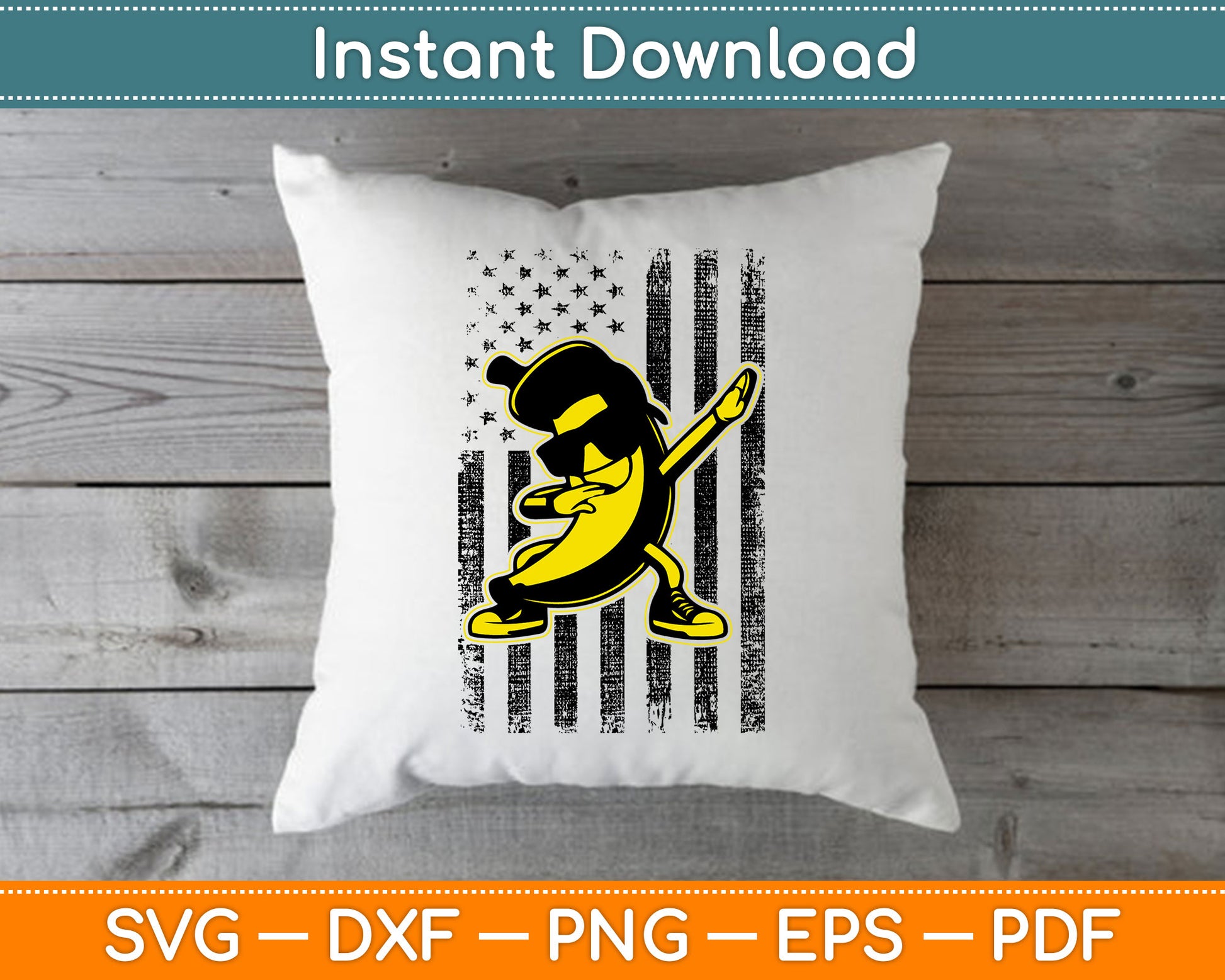 Dabbing Banana Retro American Flag Banana SVG Digital Cutting File