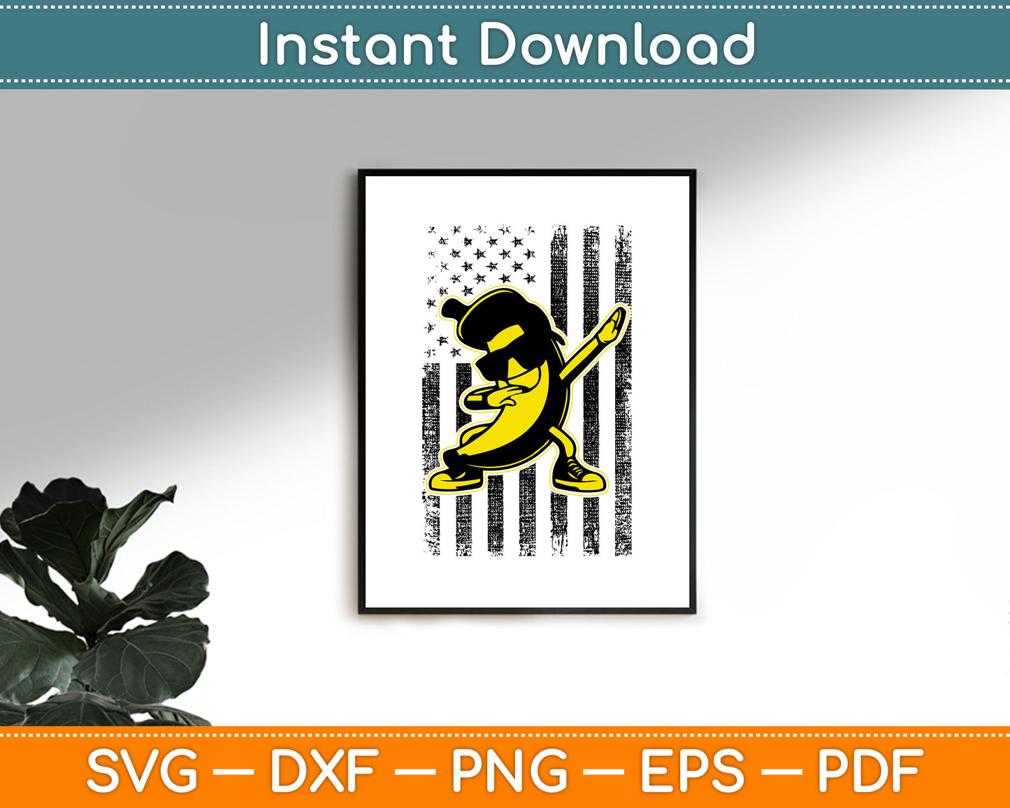 Dabbing Banana Retro American Flag Banana SVG Digital Cutting File