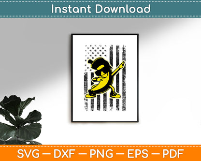 Dabbing Banana Retro American Flag Banana SVG Digital Cutting File