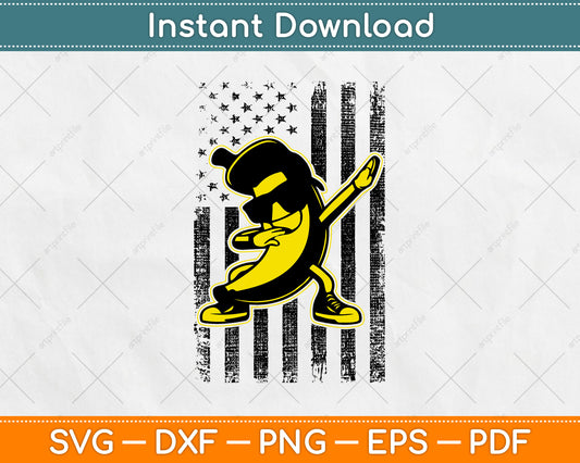 Dabbing Banana Retro American Flag Banana SVG Digital Cutting File