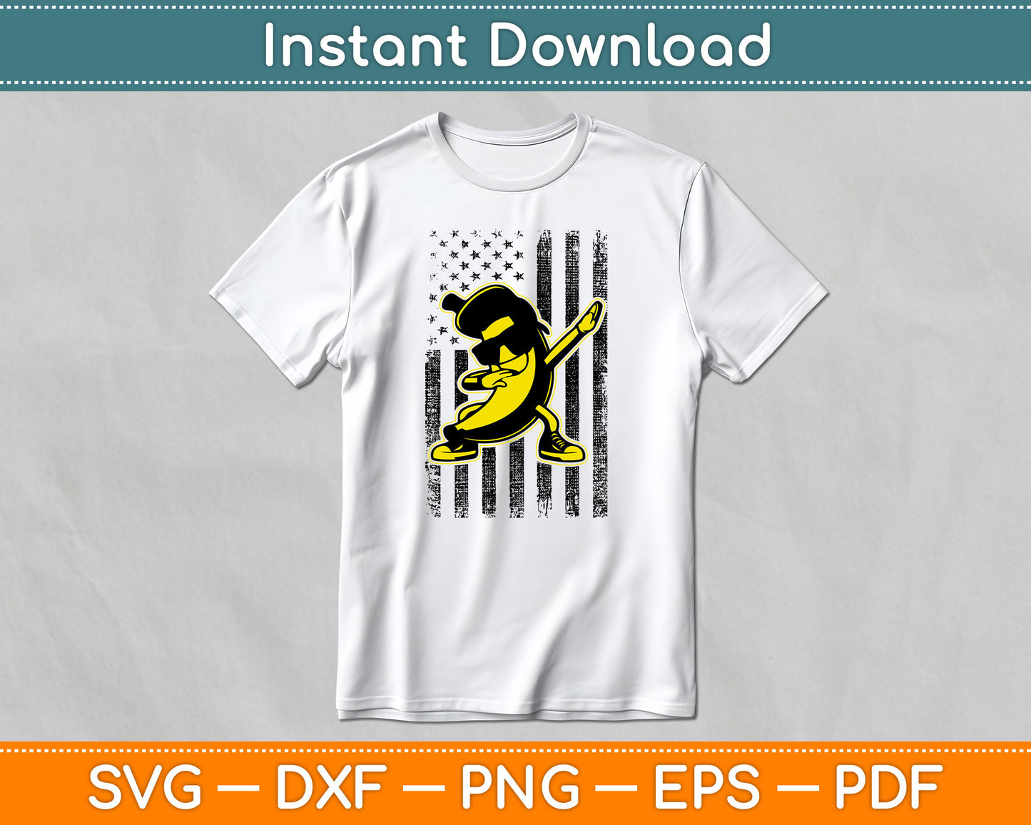 Dabbing Banana Retro American Flag Banana SVG Digital Cutting File