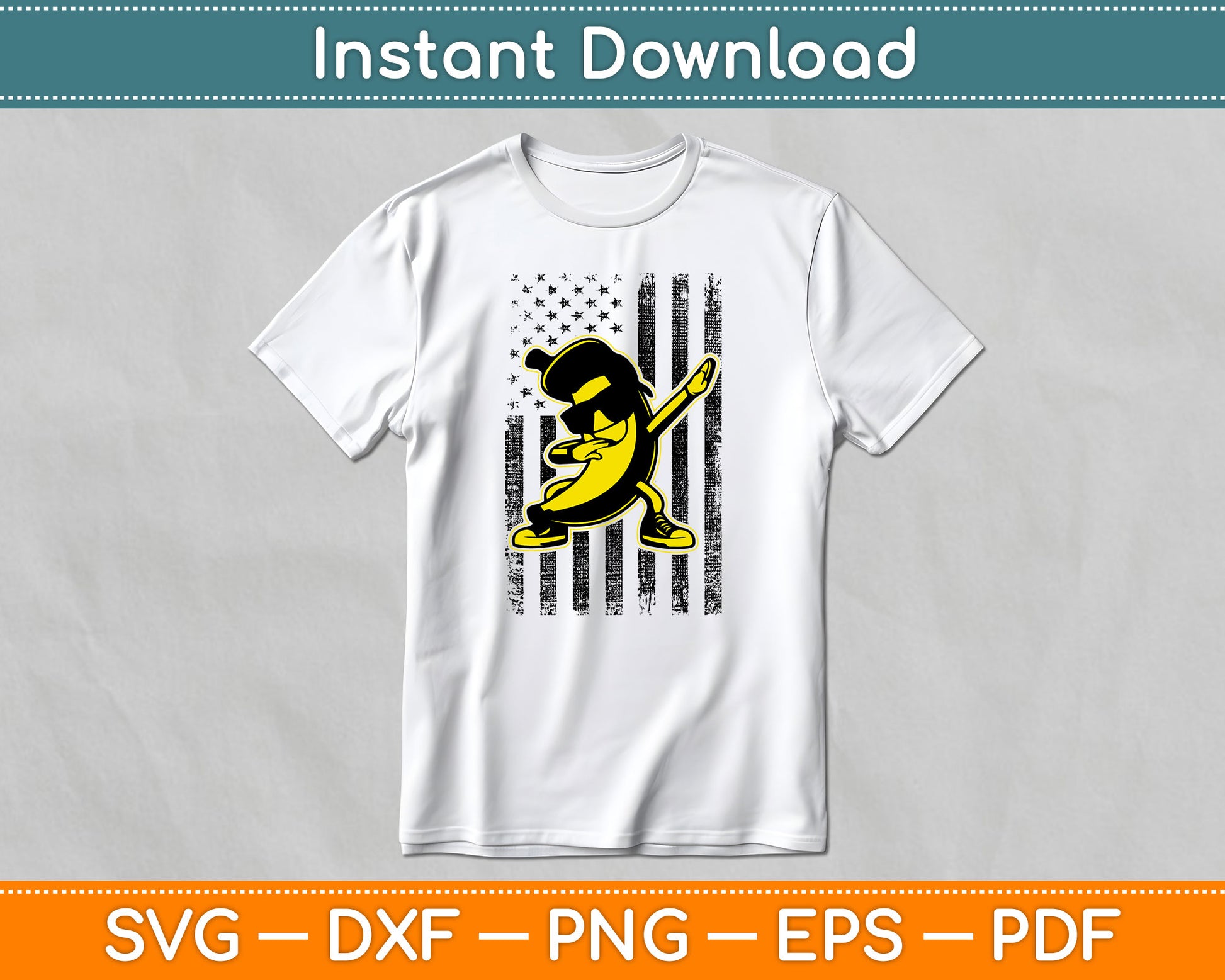 Dabbing Banana Retro American Flag Banana SVG Digital Cutting File