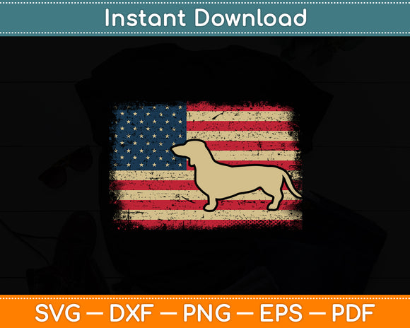 Dachshund American Flag Patriotic Wiener Dog Svg Digital Cutting File