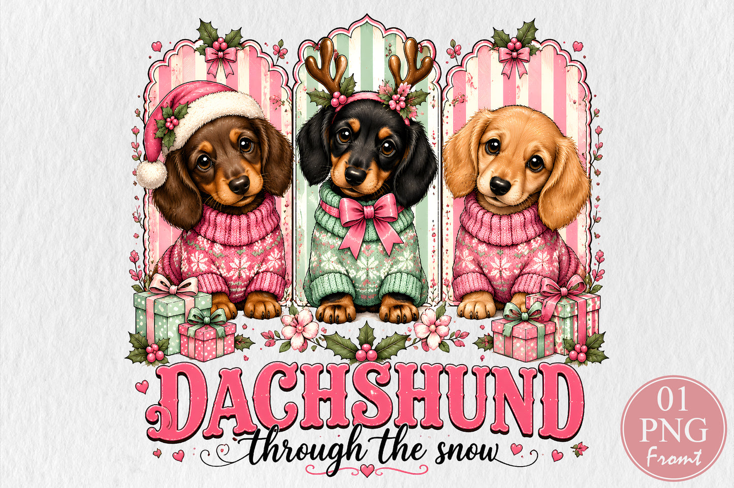 Dachshund Through The Snow Christmas PNG Cute Dogs