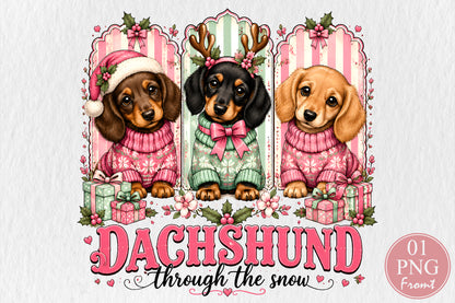 Dachshund Through The Snow Christmas PNG Cute Dogs