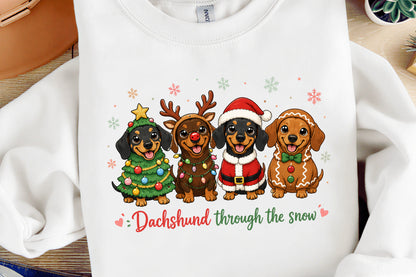 Christmas Dachshund Dogs PNG  Cute Holiday Dog Sublimation