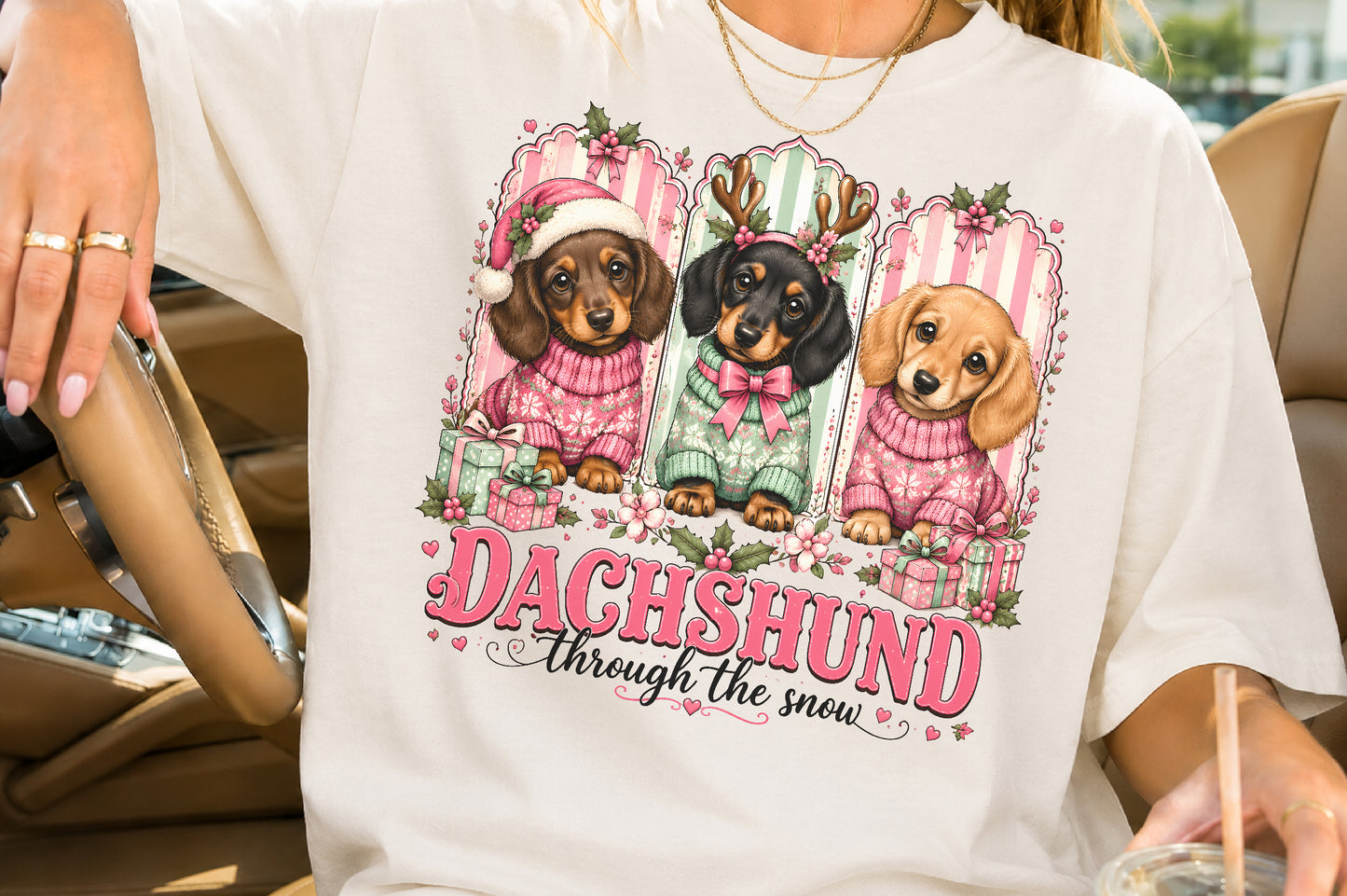 Dachshund Through The Snow Christmas PNG Cute Dogs