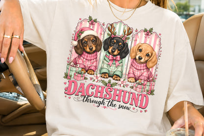 Dachshund Through The Snow Christmas PNG Cute Dogs