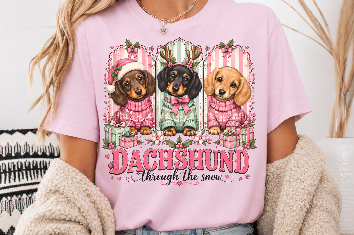 Dachshund Through The Snow Christmas PNG Cute Dogs