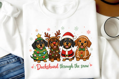 Christmas Dachshund Dogs PNG  Cute Holiday Dog Sublimation