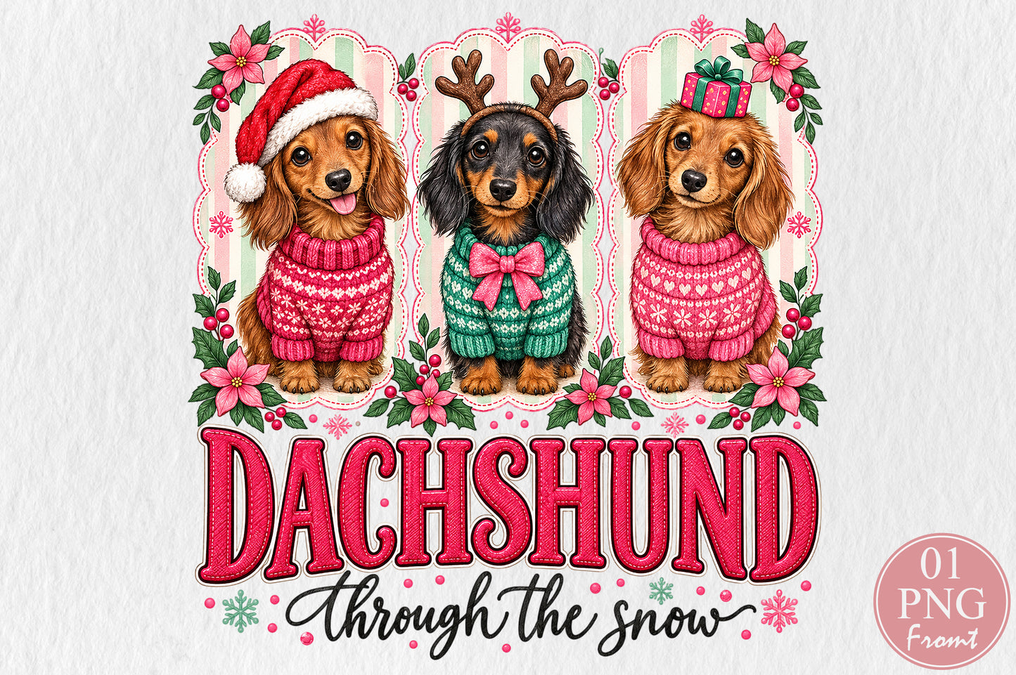 Dachshund Through The Snow Christmas PNG