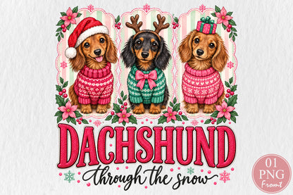 Dachshund Through The Snow Christmas PNG