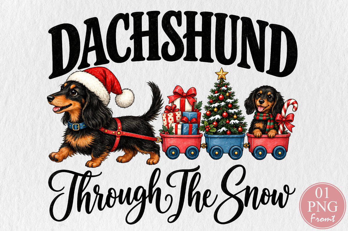Dachshund Through The Snow Christmas PNG