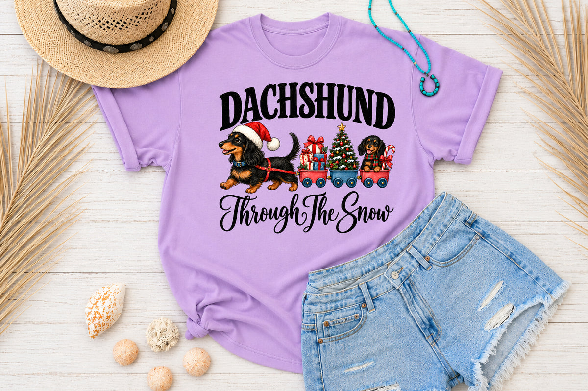 Dachshund Through The Snow Christmas PNG