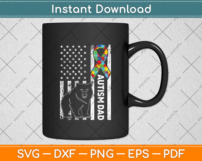 Dad Autism Awareness American Flag Fathers Day Svg Digital Cutting File