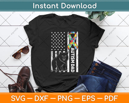Dad Autism Awareness American Flag Fathers Day Svg Digital Cutting File