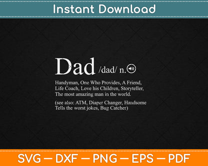 Dad Definition Dad Jokes Clothing Svg Digital Cutting File