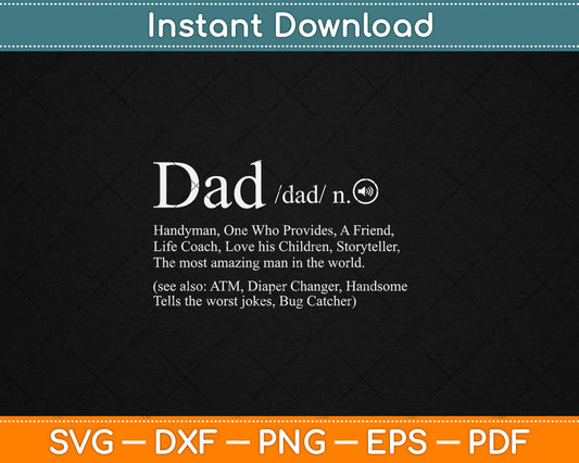Dad Definition Dad Jokes Clothing Svg Digital Cutting File