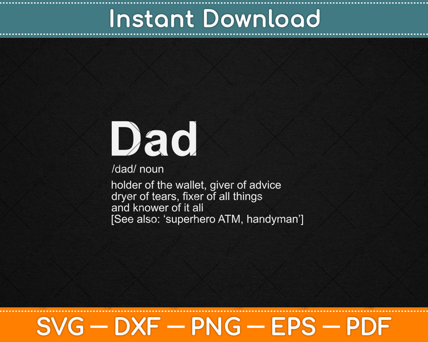 Dad Definition Fathers Day Svg Digital Cutting File